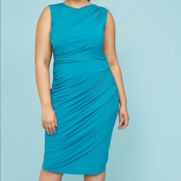 Lane Bryant Built-In Smoothing Slip Ruched Sheath Dress Dress - Picture 2 of 9